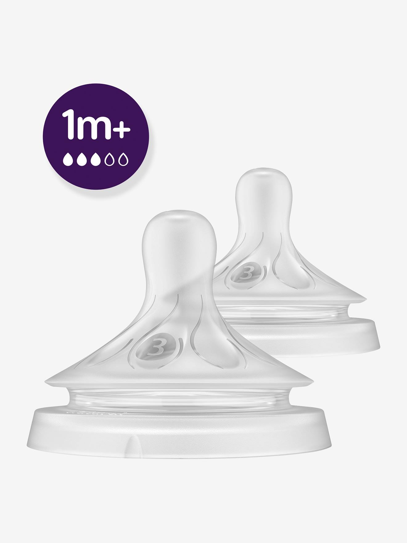 Lot de 2 tétines Philips AVENT Natural Response, 5 débits au choix transparent