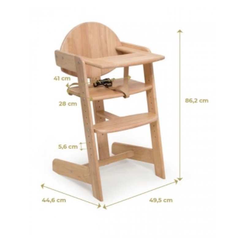 Chaise haute FILOU UP tablette incluse Blanc