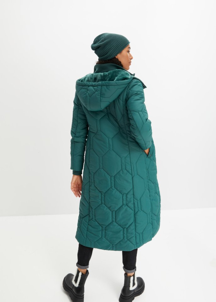 Steppmantel mit Diamanten-Steppung, lang