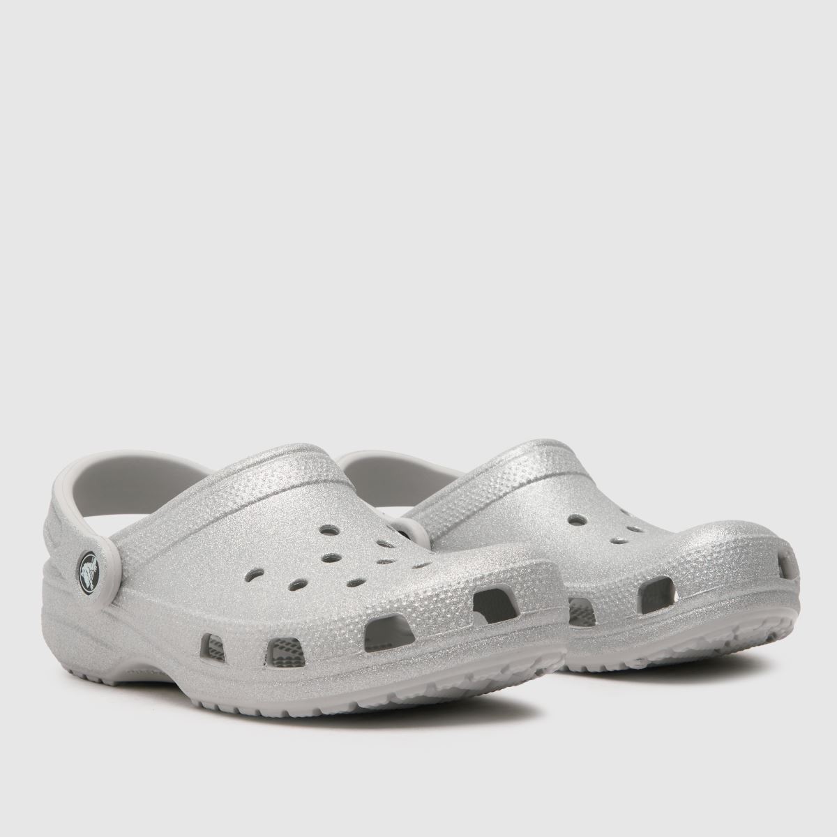 Crocs ezüst klasszikus csillámos klumpa lányoknak ifjúsági szandál