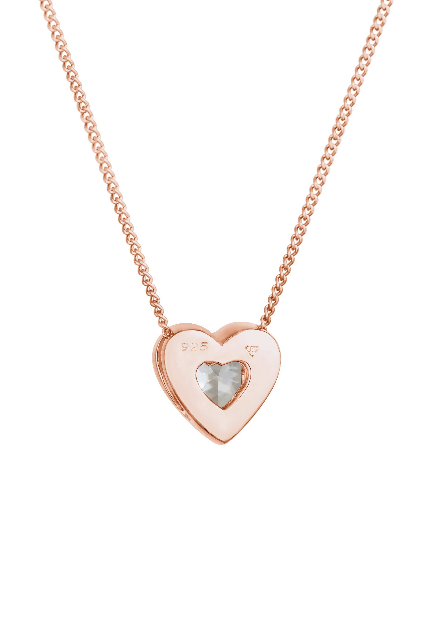 Collana da donna con ciondolo a forma di cuore Elli e cristalli di zirconi cubici - Argento 925/1000 placcato oro