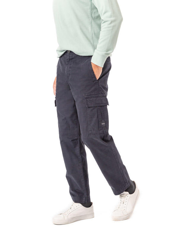 BOSS Orange, Cargohose, Baumwolle, dunkelblau