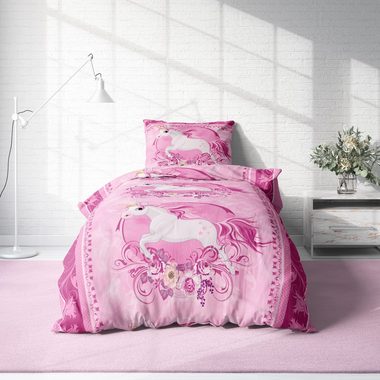 Bettwäsche Unicorn, One Home, Mikrofaser, 2 teilig, mit Magic Einhorn