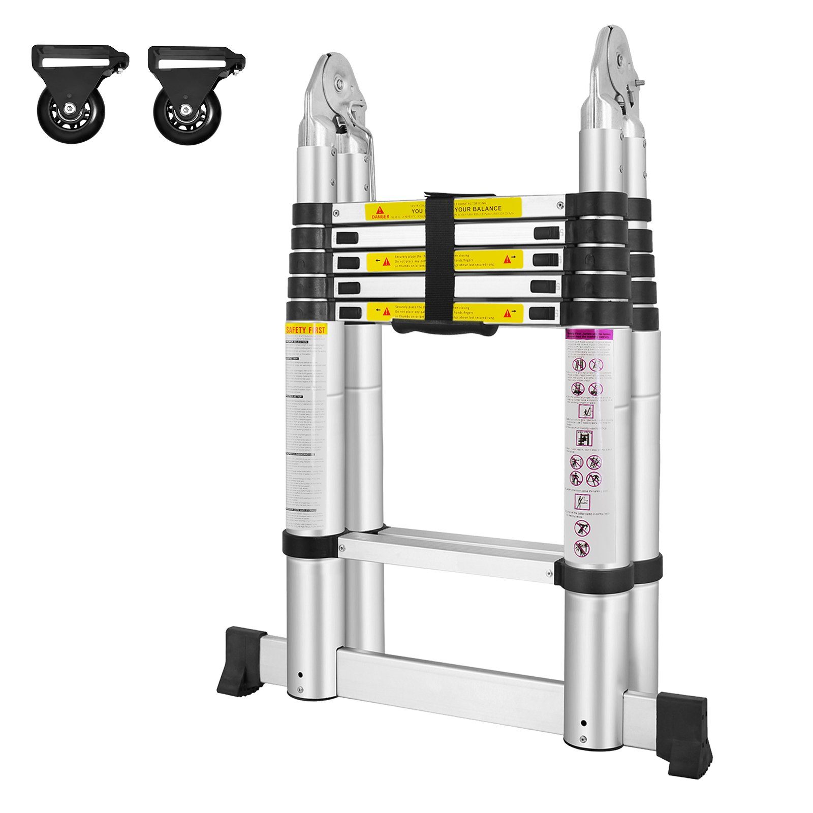 UISEBRT Teleskopleiter Klappbar Aluminiumleiter Ausziehleiter (1,9M+1,9M)