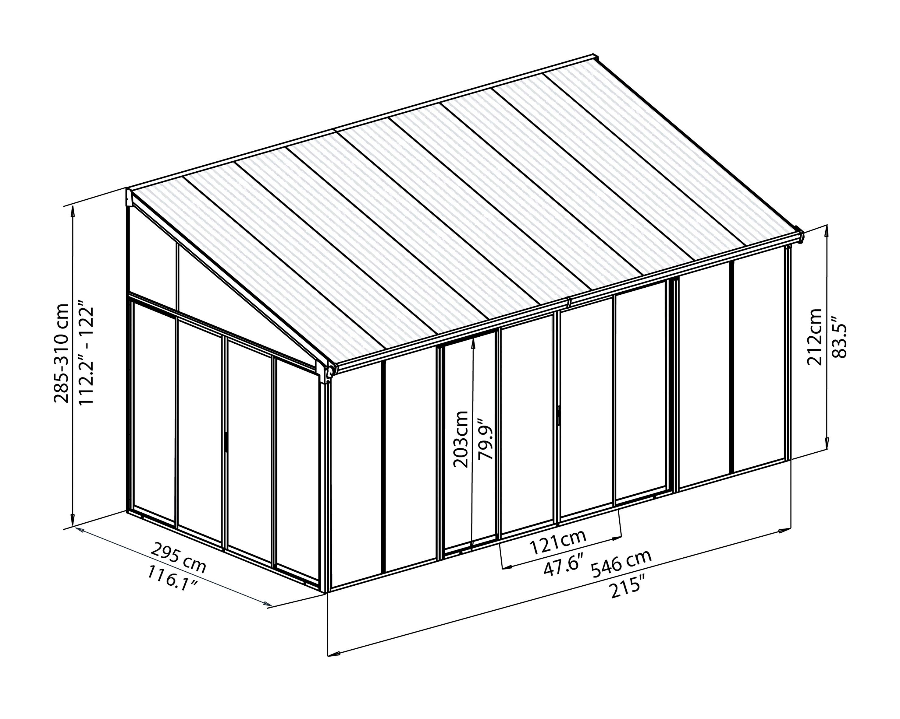 Palram - Canopia Wintergarten San Remo, BxT: 546x295 cm, Bedachung Doppelstegplatten, BxT: 546x295 cm