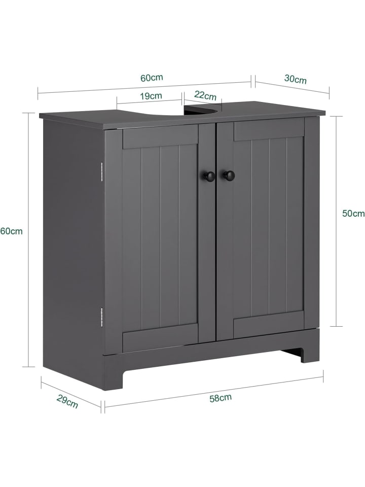 SoBuy Waschbeckenunterschrank in Dunkelgrau - (B)60 x (H)60 x (T)30cm günstig kaufen onesize