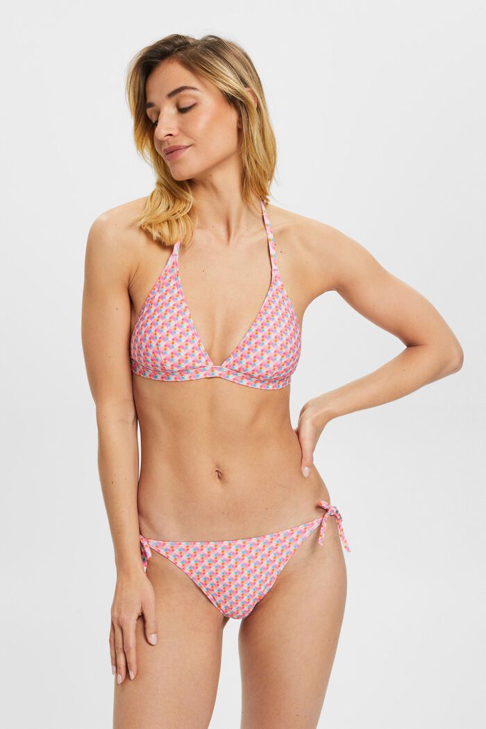 Wattiertes Neckholder-Bikinitop mit Geo-Print