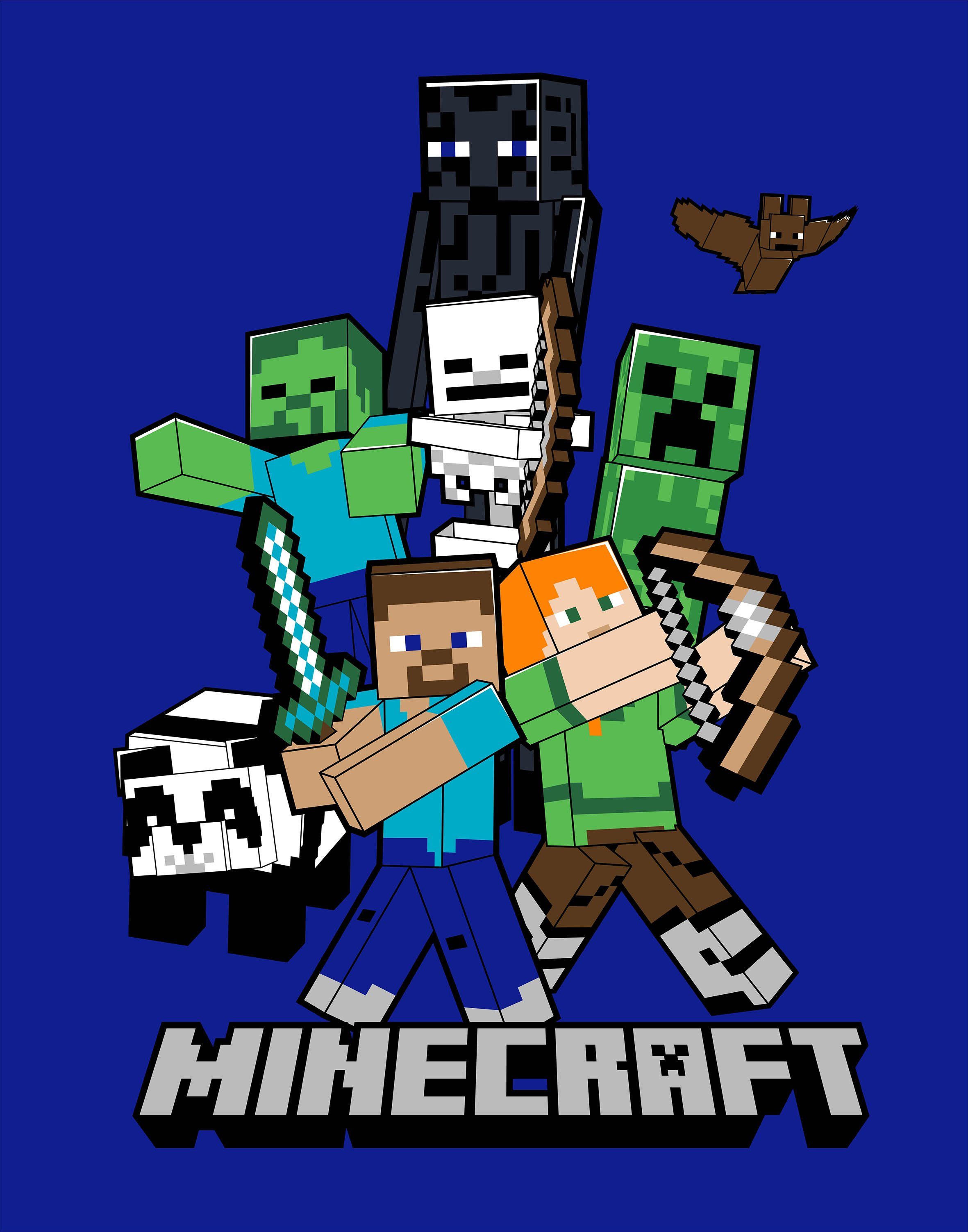Kinderdecke Minecraft Fleecedecke Kuscheldecke Schmusedecke, Carbotex