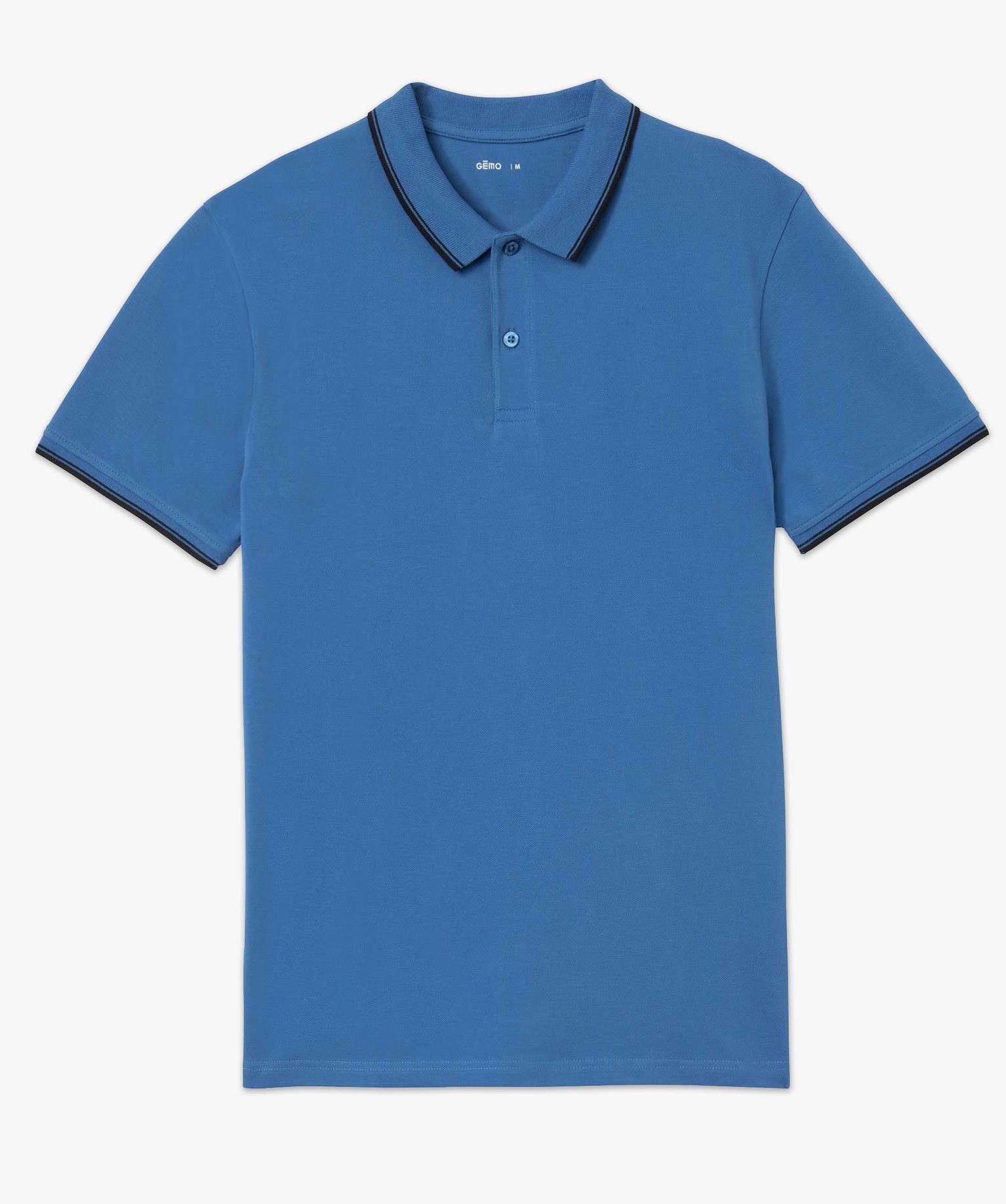Polo homme à manches courtes et finitions contrastantes bleu | GEMO