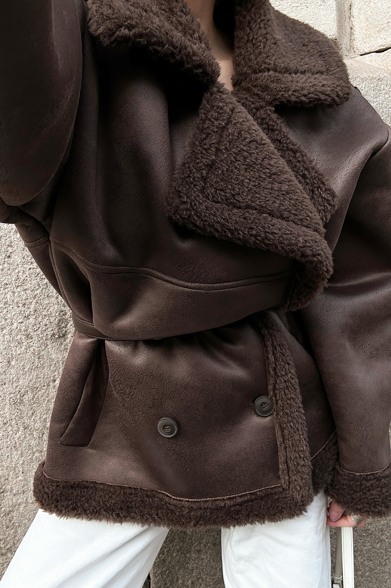 Oversize Bonded Teddy-Detail-Jacke