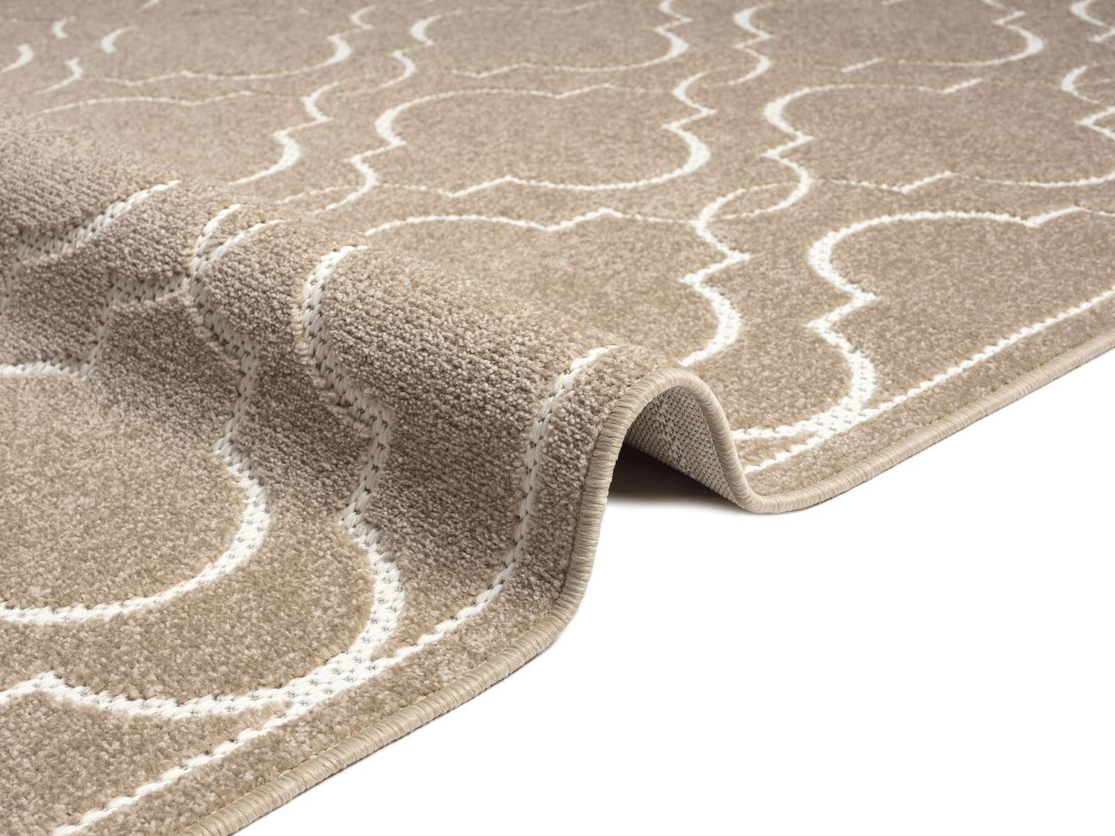 Teppich Outdoor & Indoor Teppich wetterfest waschbar Florentiner Design, TaCa Home, rechteckig, Höhe: 5 mm, Terrasse Balkon Garten Wohnzimmer Bad Küche, Beige - 80x150cm