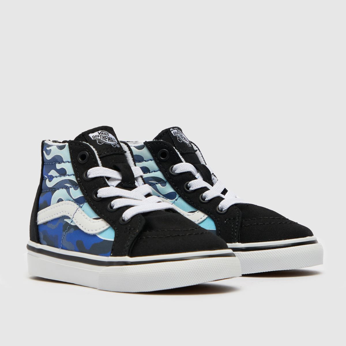 Vans svarta och blåa sk8-hi dragkedja camo flame pojkar småbarnssneakers