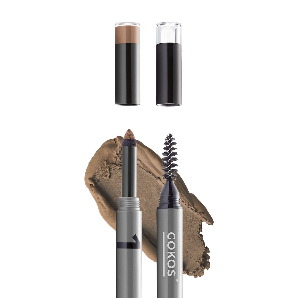 Gokos Augenbrauen-Stift GOKOS BrowStyler, 2in1: Duo-Augenbrauen-Stift mit Puder und praktischem Bürstchen