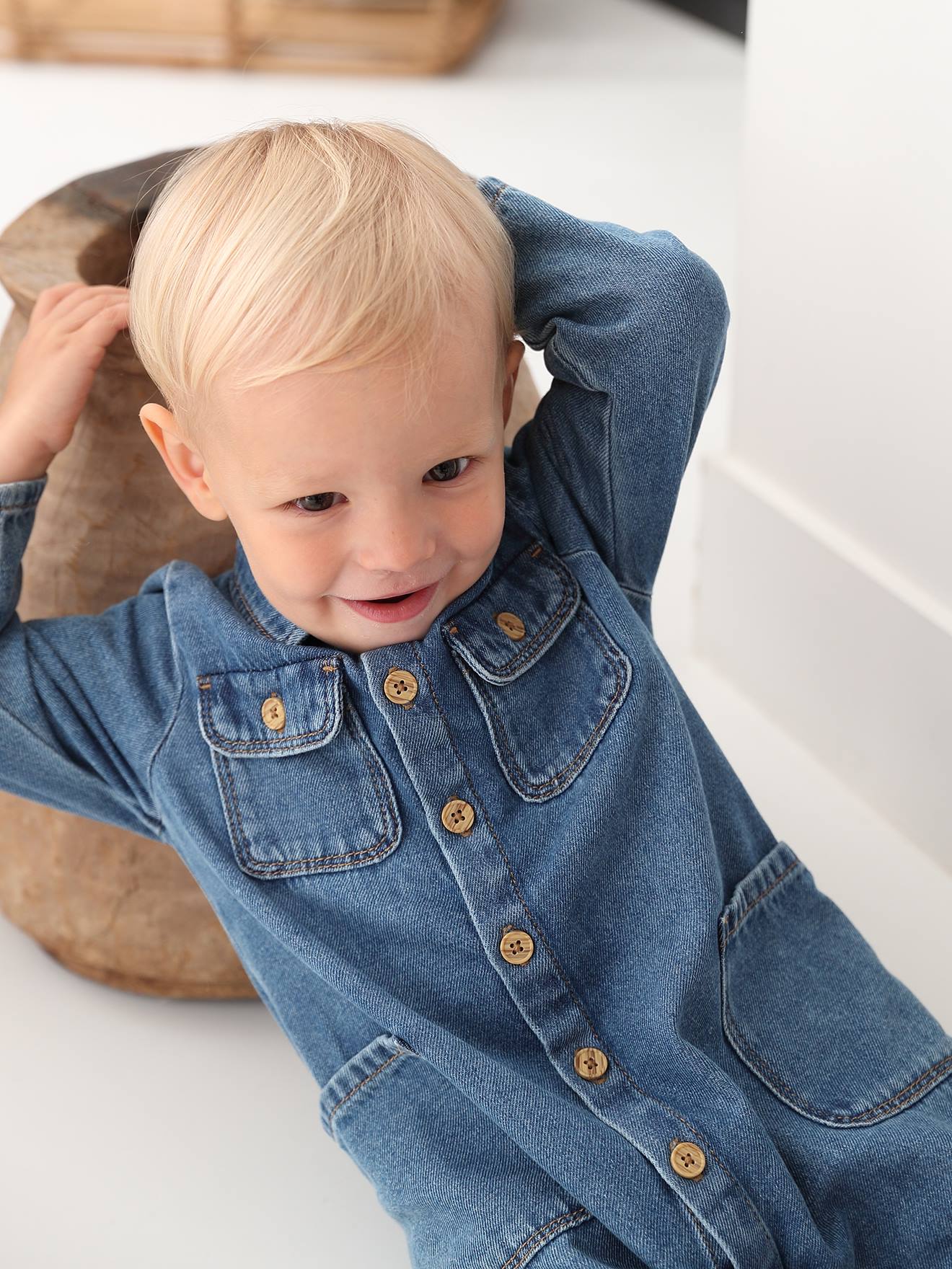Vertbaudet Baby Jeans-Overall - blue stone
