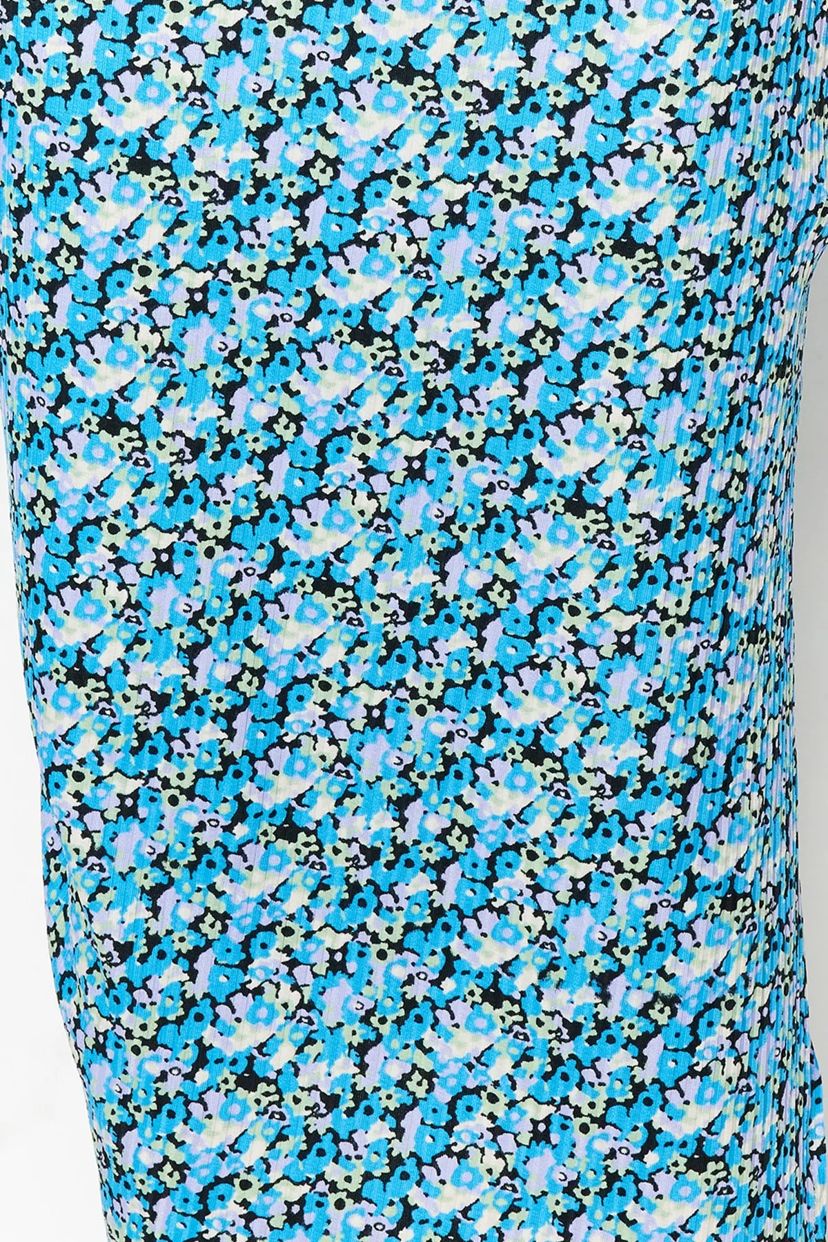 Trendyol Collection  Blaues bedrucktes, tailliertes One-Shoulder-Asymmetrisches Degaje-Bleistiftkleid aus Strick TWOSS23EL02182