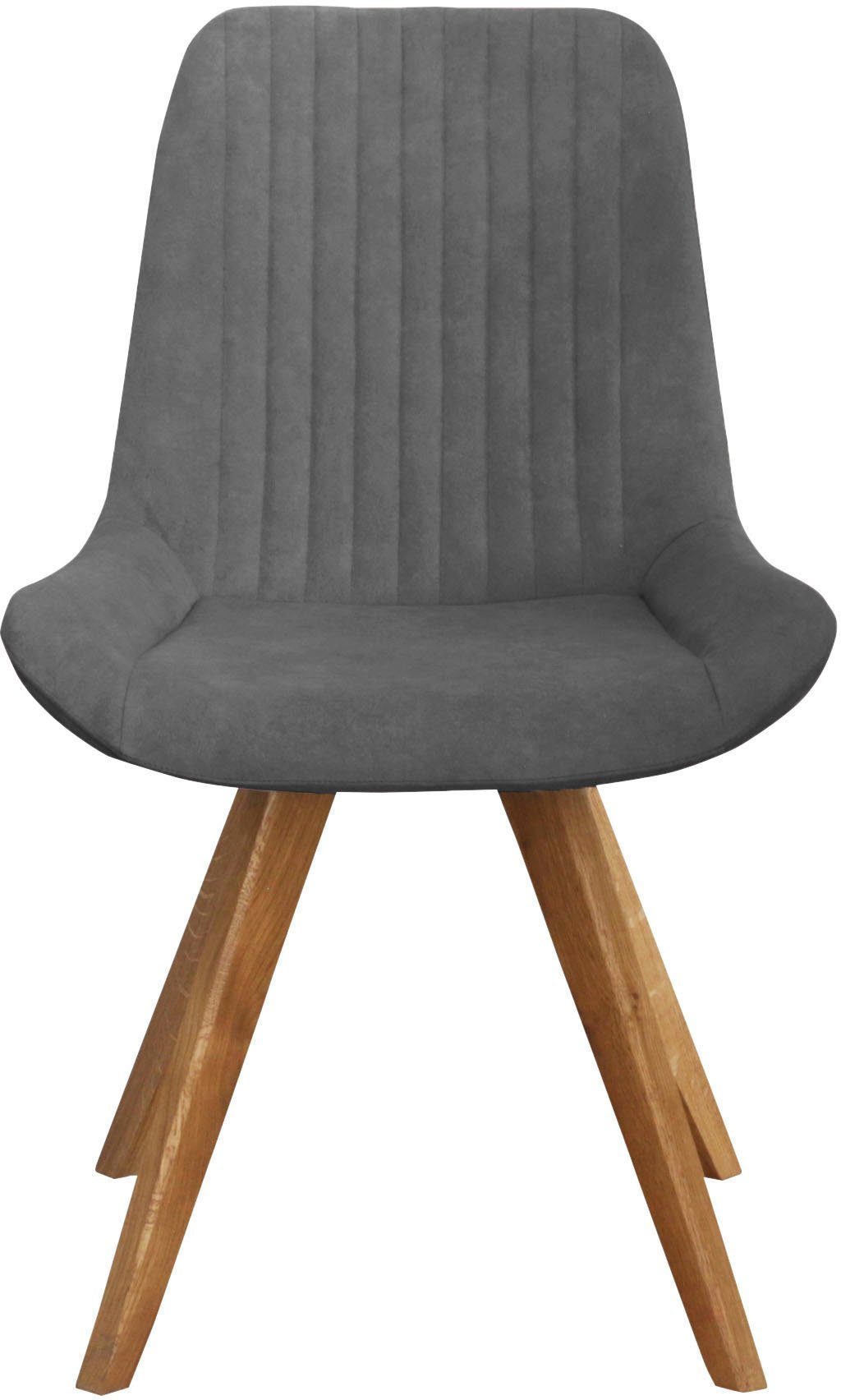 Home affaire Schalenstuhl Bratislava (Set, 2 St), Gestell Eiche massiv geölt, Easy Care-Stoff