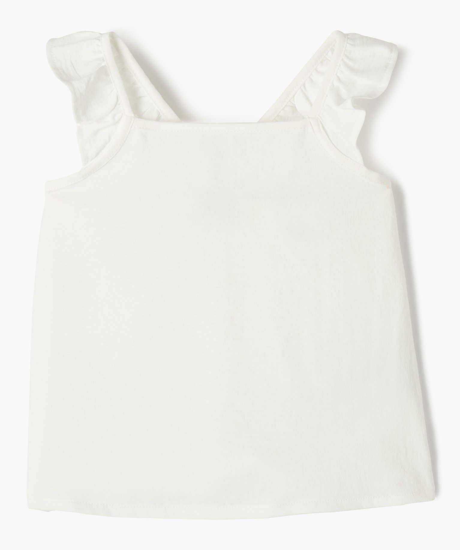 Blouse à bretelles volantées avec dos fantaisie fille ecru | GEMO
