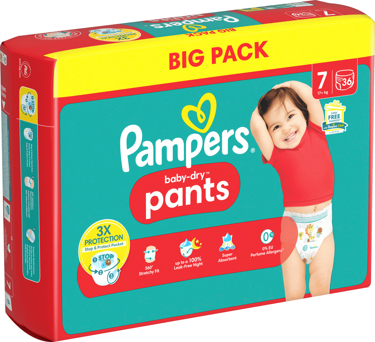 Baby Pants Baby Dry Gr.7 Extra Large (17+kg), Big Pack, 36 St