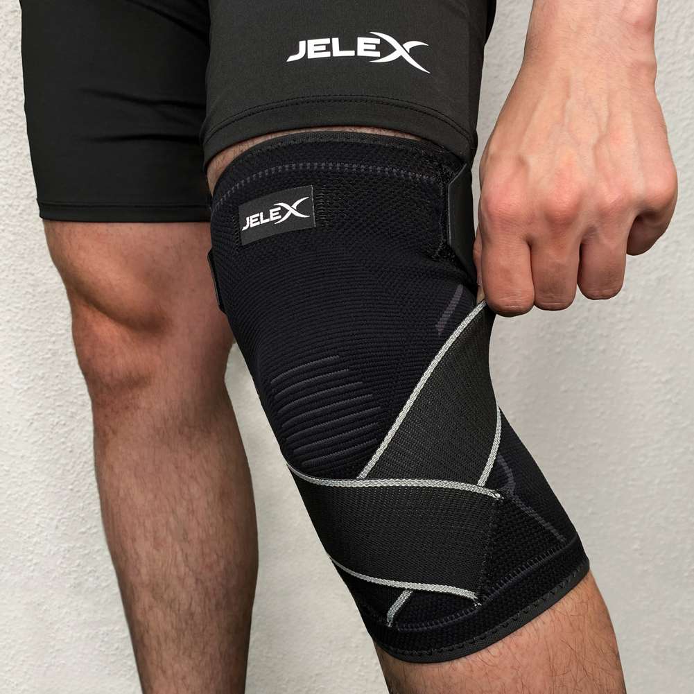 JELEX Knee Kompressions Kniebandage schwarz grau