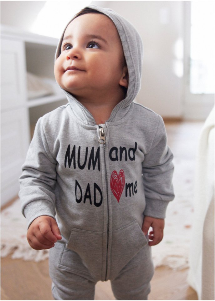 Baby Kapuzen-Sweatoverall Bio-Baumwolle