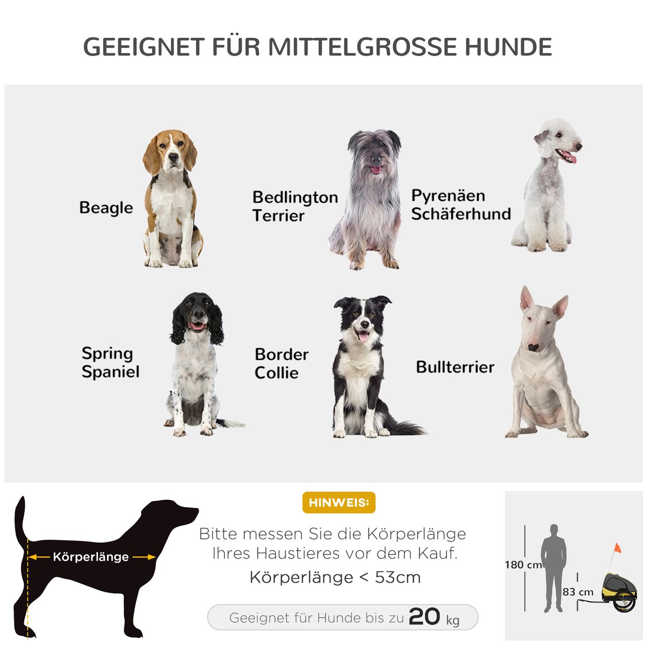 PawHut Hundeanhänger, klappbarer Fahrradanhänger, Anhänger für Hunde, Gelb