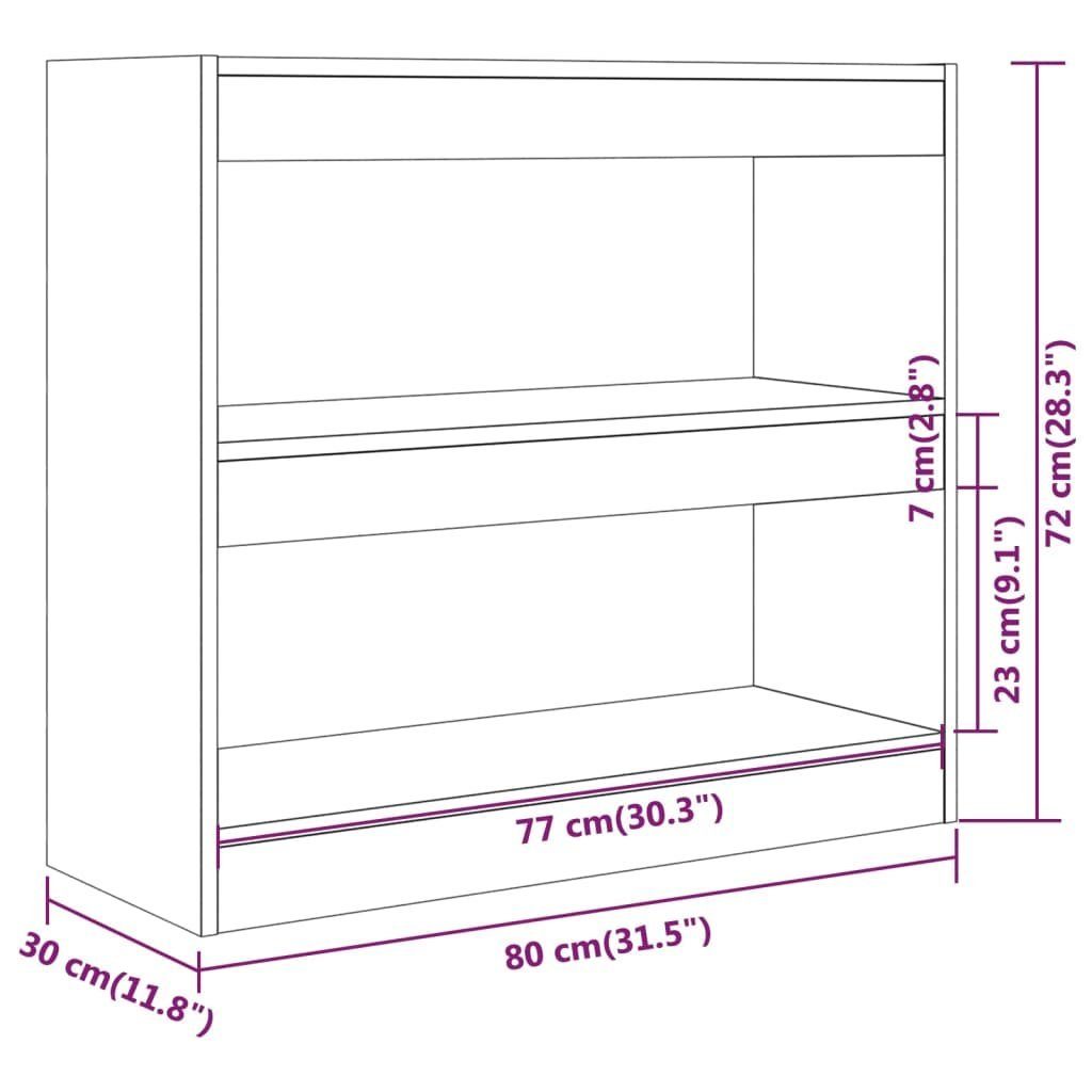 vidaXL Bücherregal Bücherregal/Raumteiler Räuchereiche 80x30x72 cm, 1-tlg.
