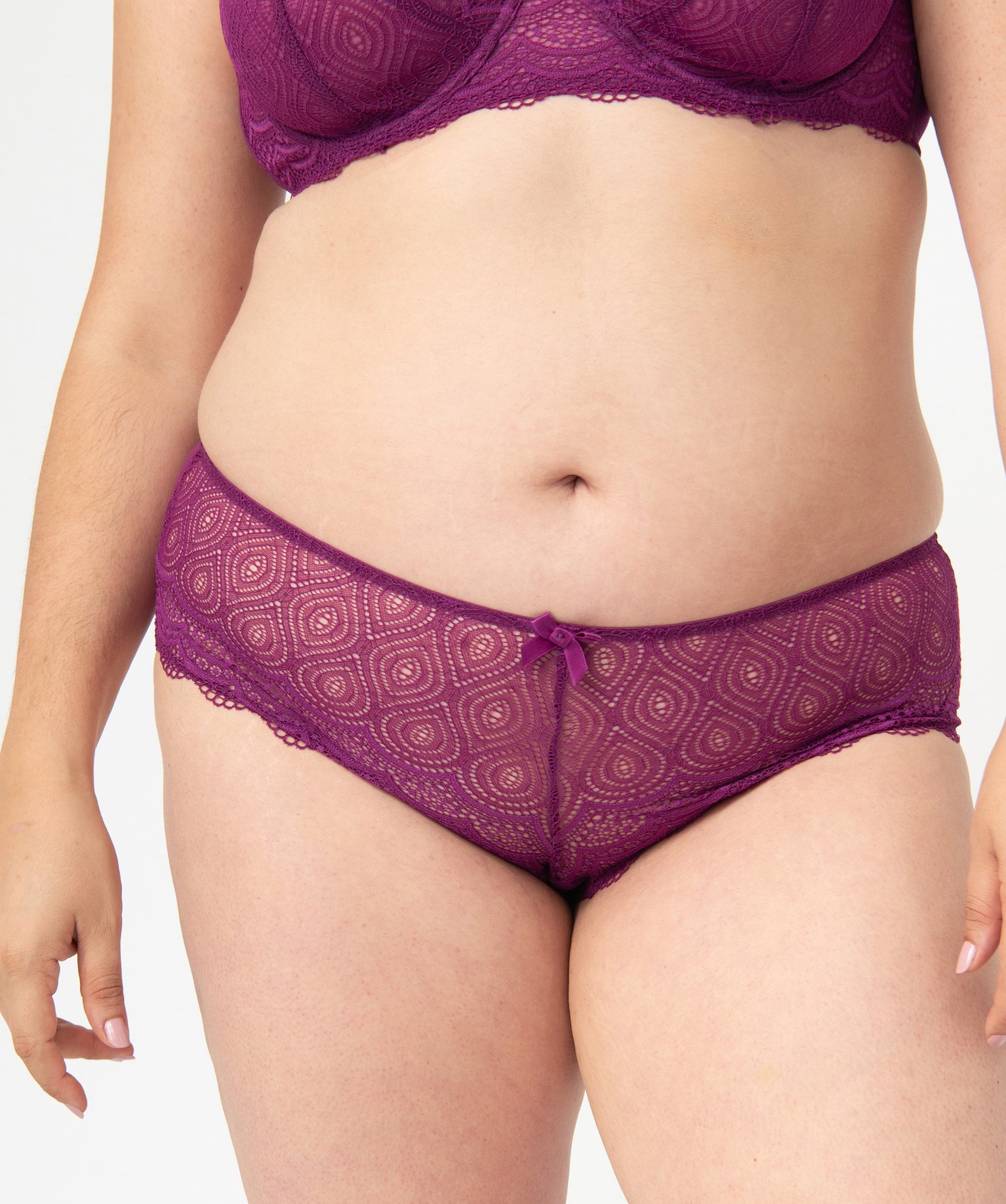 Shorty en dentelle et tulle femme grande taille violet | GEMO