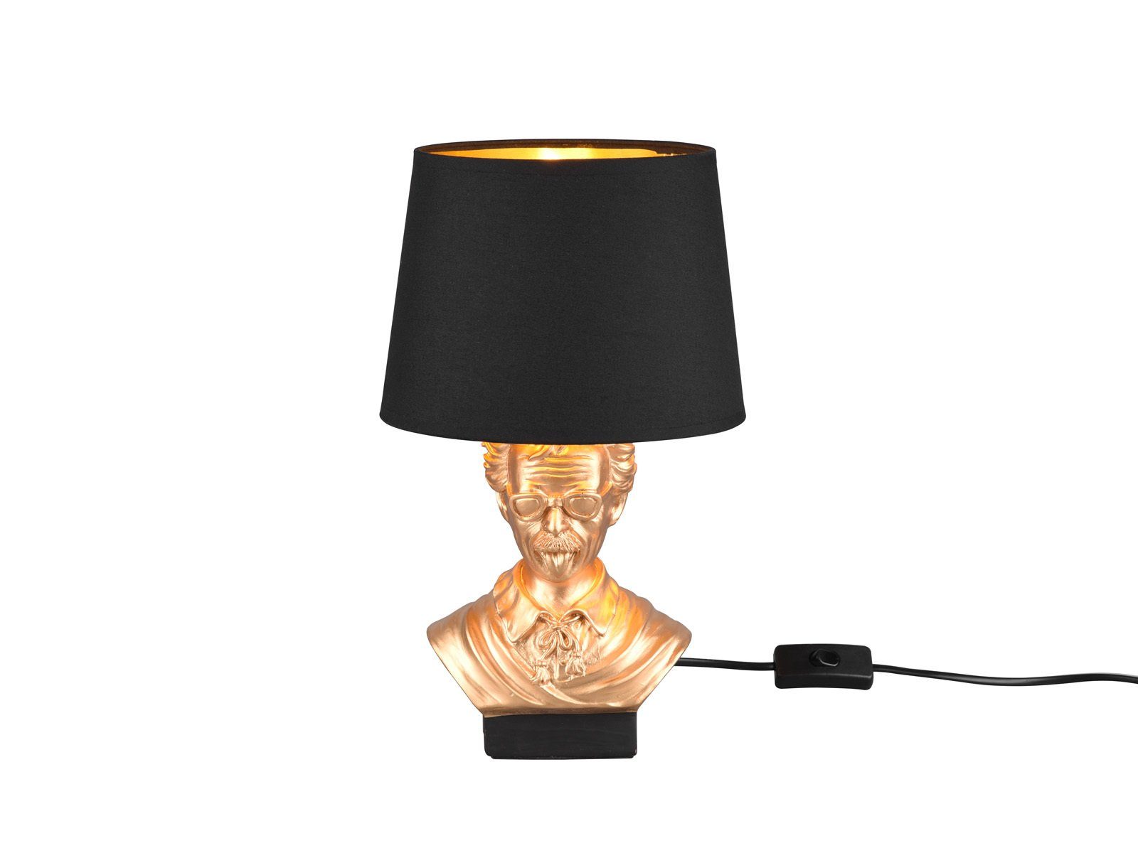 meineWunschleuchte LED Nachttischlampe, Dimmfunktion, LED wechselbar, Warmweiß, coole ausgefallene Designer-lampe für Fensterbank Schwarz Gold, H 36cm