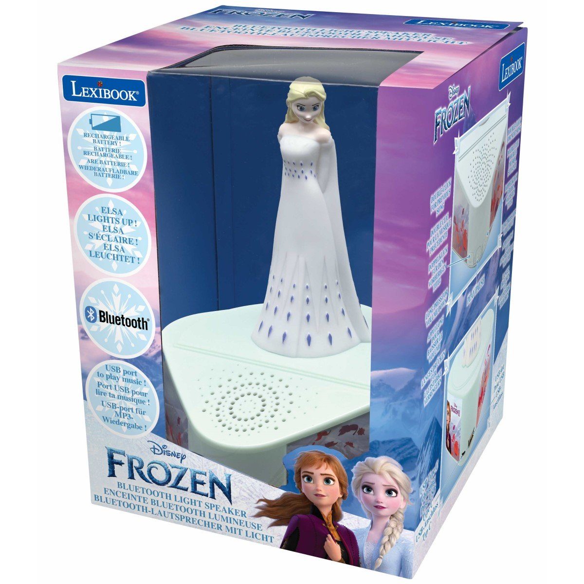 Lexibook® Frozen Elsa Bluetooth-Lautsprecher mit beleuchteter 3D Figur Elsa Anna CD-Player