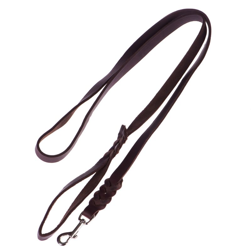 Heim Lederleine mit eingeflochtenem Karabiner - braun zu TOP-Preisen