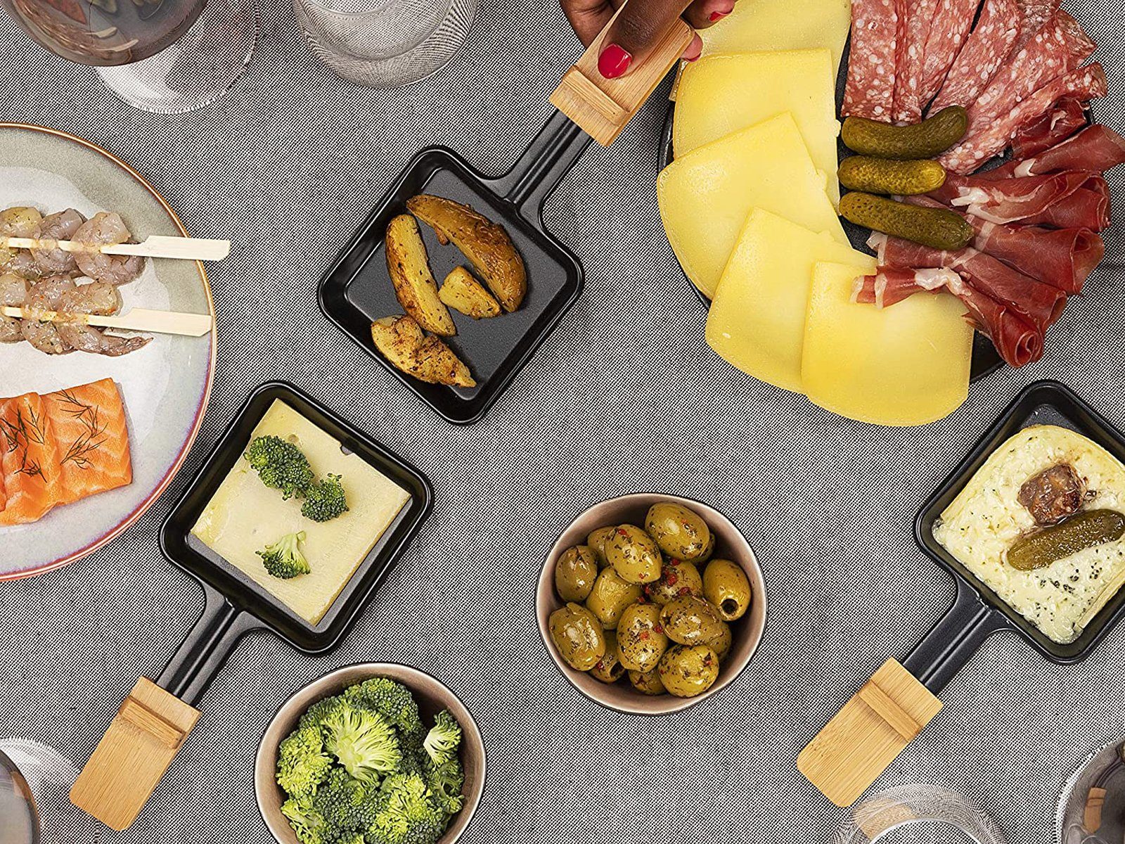 PRINCESS Raclette, 5in1 Gerät für 2-8 Personen Tischgrill Grill- & Steinplatte Steingrill