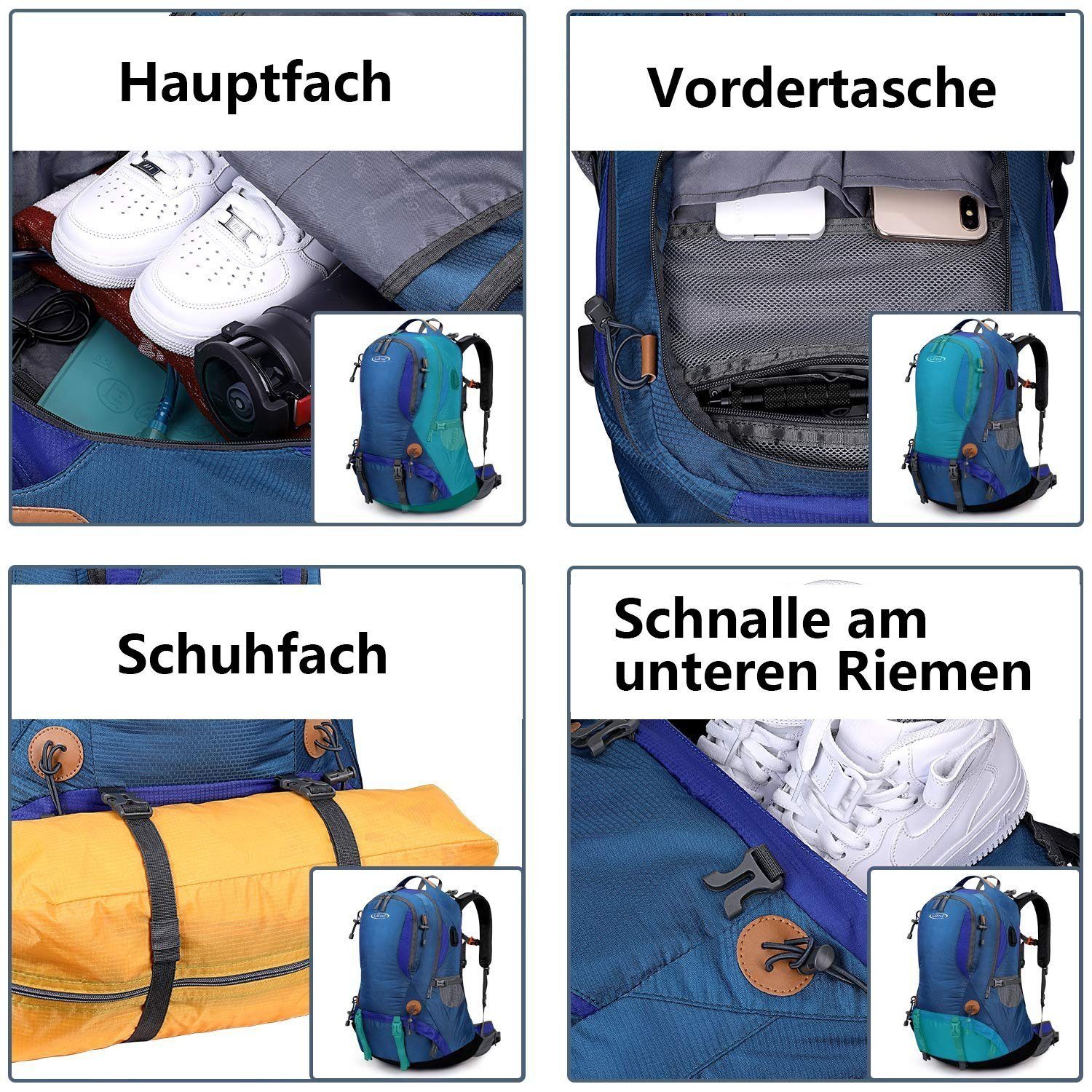 G4Free Trekkingrucksack, 50L Wanderrucksack, Wasserdicht Tagesrucksack