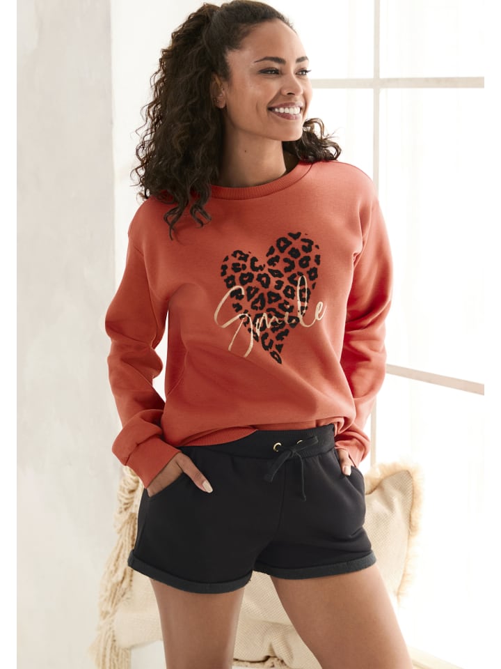 LASCANA Sweatshirt in rotbraun günstig kaufen