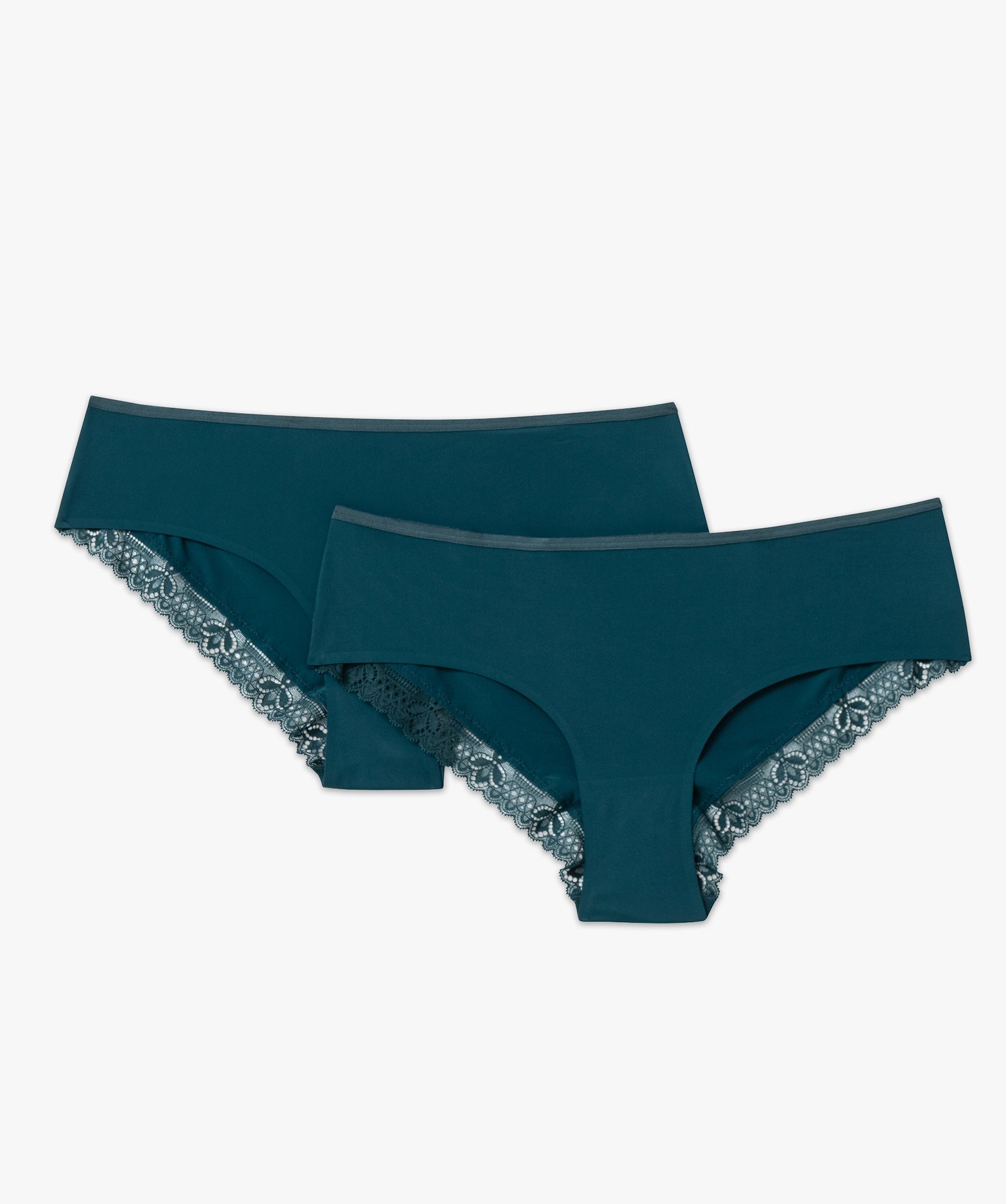 Shorty femme en microfibre et dentelle (lot de 2) bleu | GEMO