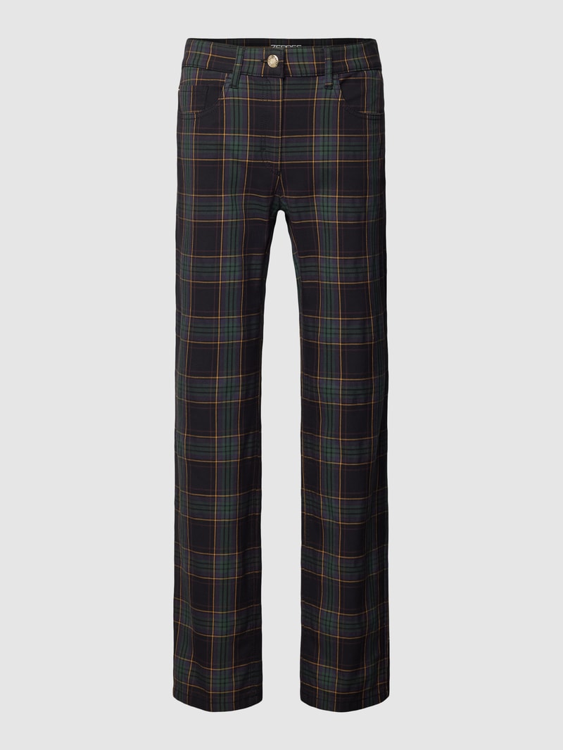 Stoffhose mit Tartan-Muster Modell 'CORA' in schwarz