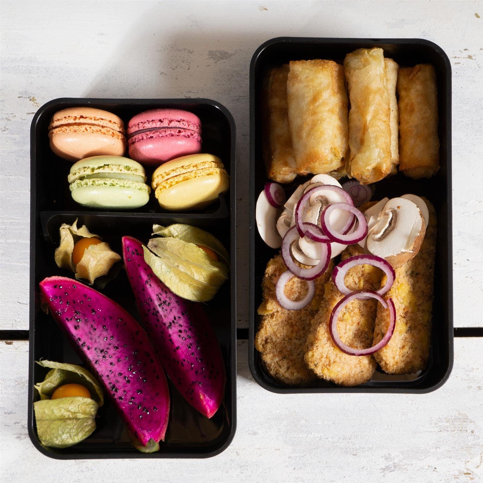 Moritz & Moritz Lunchbox Bento Box Set, Kunststoff, Bambus, Elasthan, (Set), Bento Lunchbox für Erwachsene und Kinder - inkl. Besteck-Set