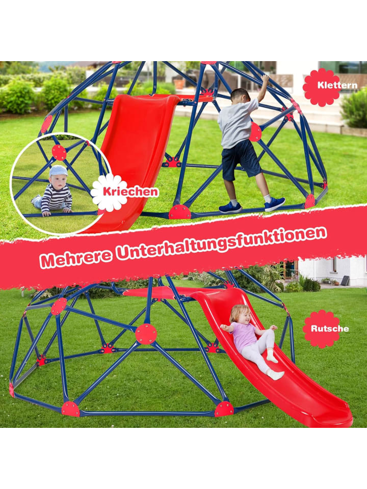 COSTWAY Kletterkuppel mit Rutsche in Rot günstig kaufen onesize