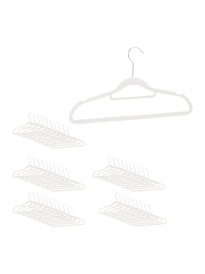 relaxdays 50er Set: Kleiderbügel in Weiß günstig kaufen onesize