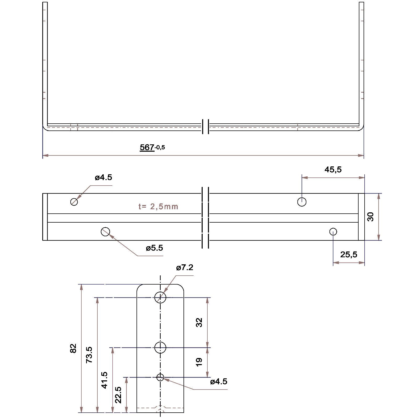 SO-TECH® Möbelbeschlag Stahltraversen für 60 cm Unterschrank (1 St), Stabilisierung von Herdeinbauschrank, Spülenschrank