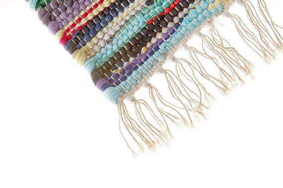 Teppich Multi, Andiamo, rechteckig, Höhe: 10 mm, Flachgewebe, Fleckerl, reine Baumwolle, handgewebt, mit Fransen