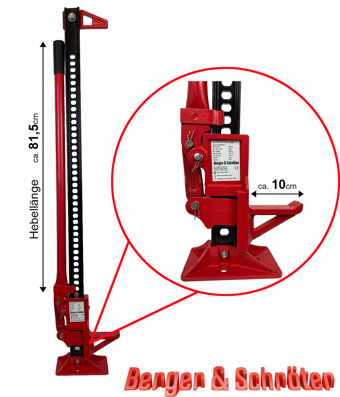 Berger & Schröter Farm Jack Wagenheber Offroad Traktorhochheber 3500kg Tragkraft