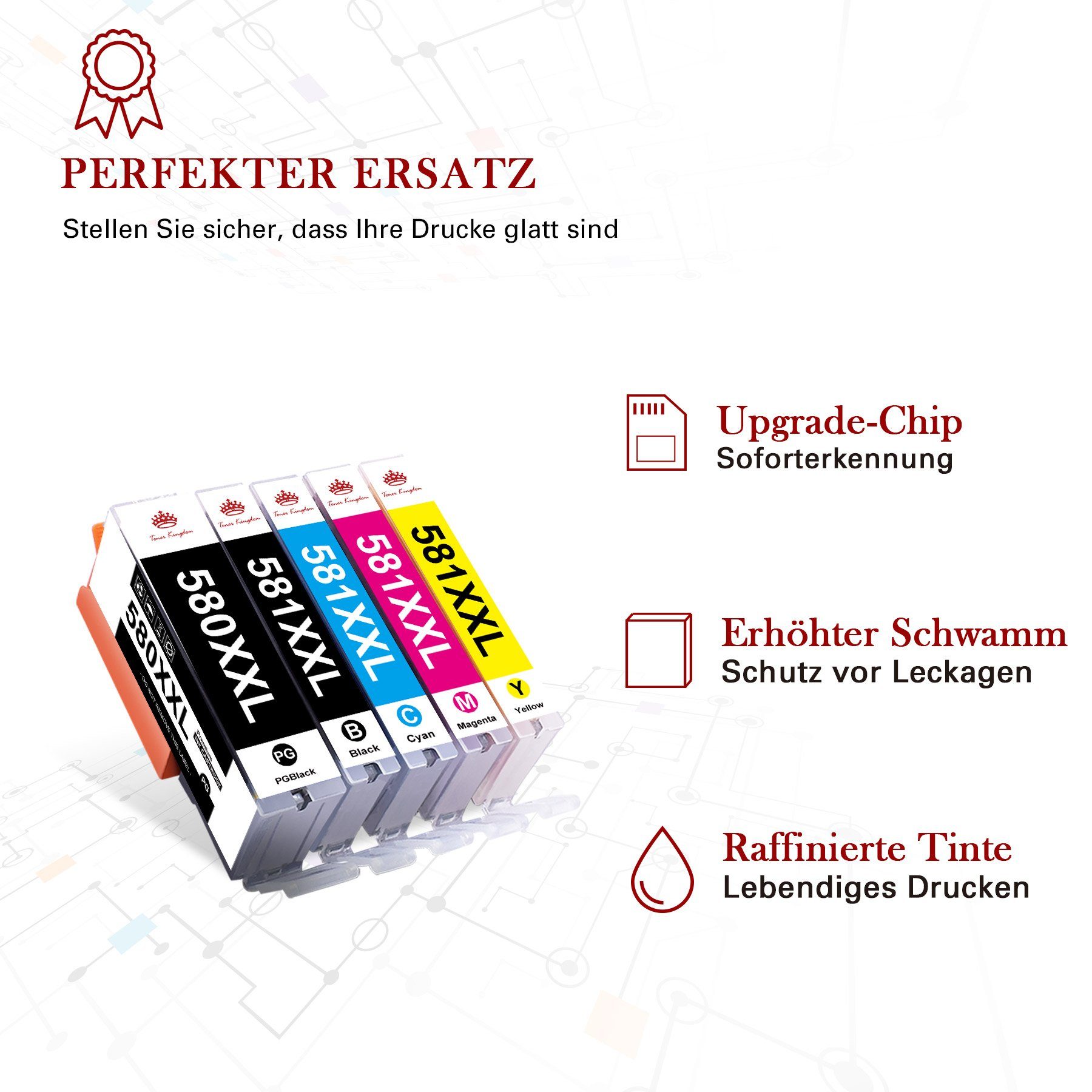 Toner Kingdom 10er-pack für Canon PGI 580XL CLI581 XXL Tintenpatrone (für Pixma TR8550 TS6150 TS8150 TR7550 TS8250)