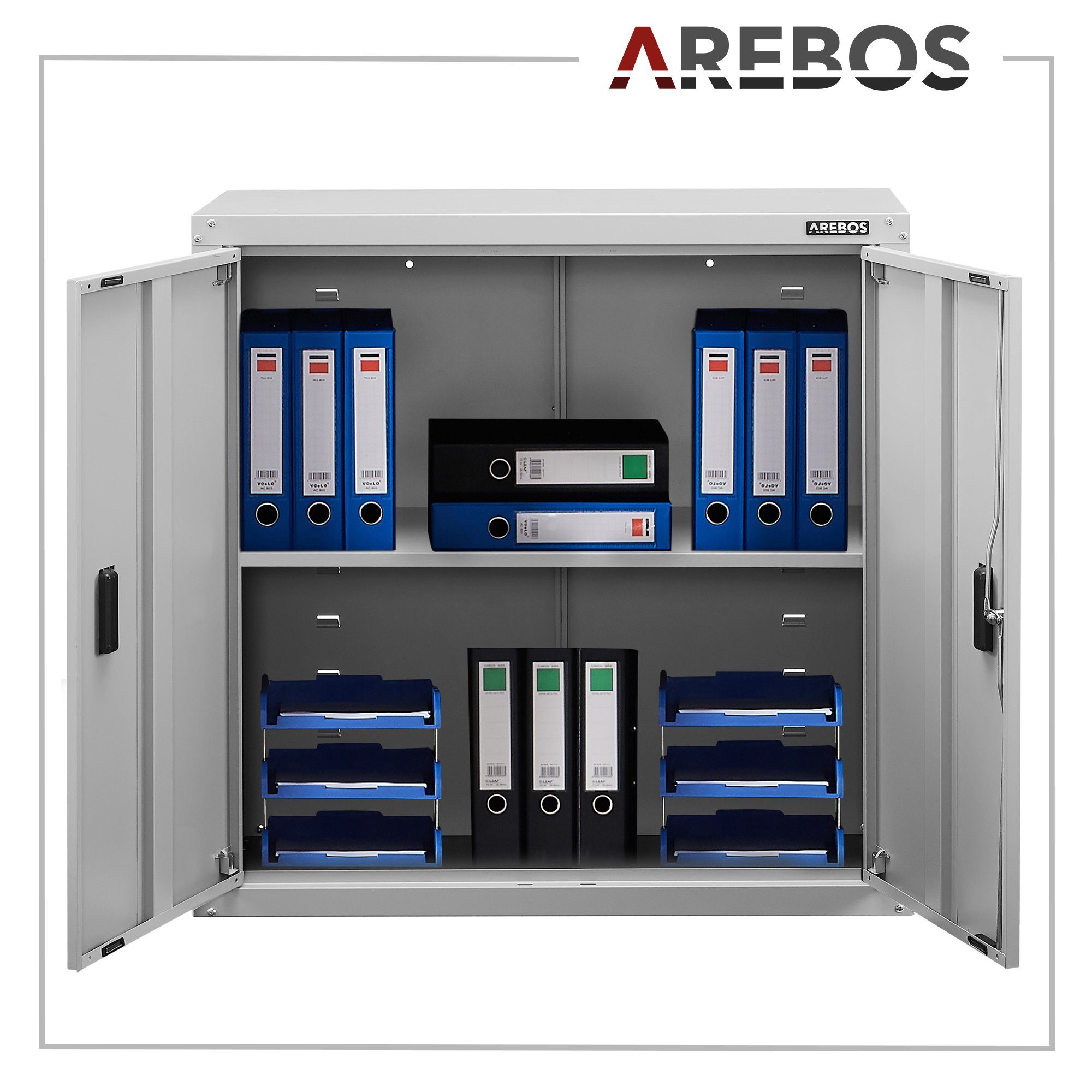 Arebos Aktenschrank Büroschrank Lagerschrank Materialschrank 90x90x40cm versch. Farben