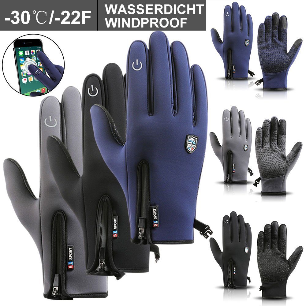 Sunicol Multisporthandschuhe Thermo Winterhandschuhe Touchscreen Fahrradhandschuhe Wasserdich Thermal Fleece, Winddicht Ski Sporthandschuhe für Damen Herren