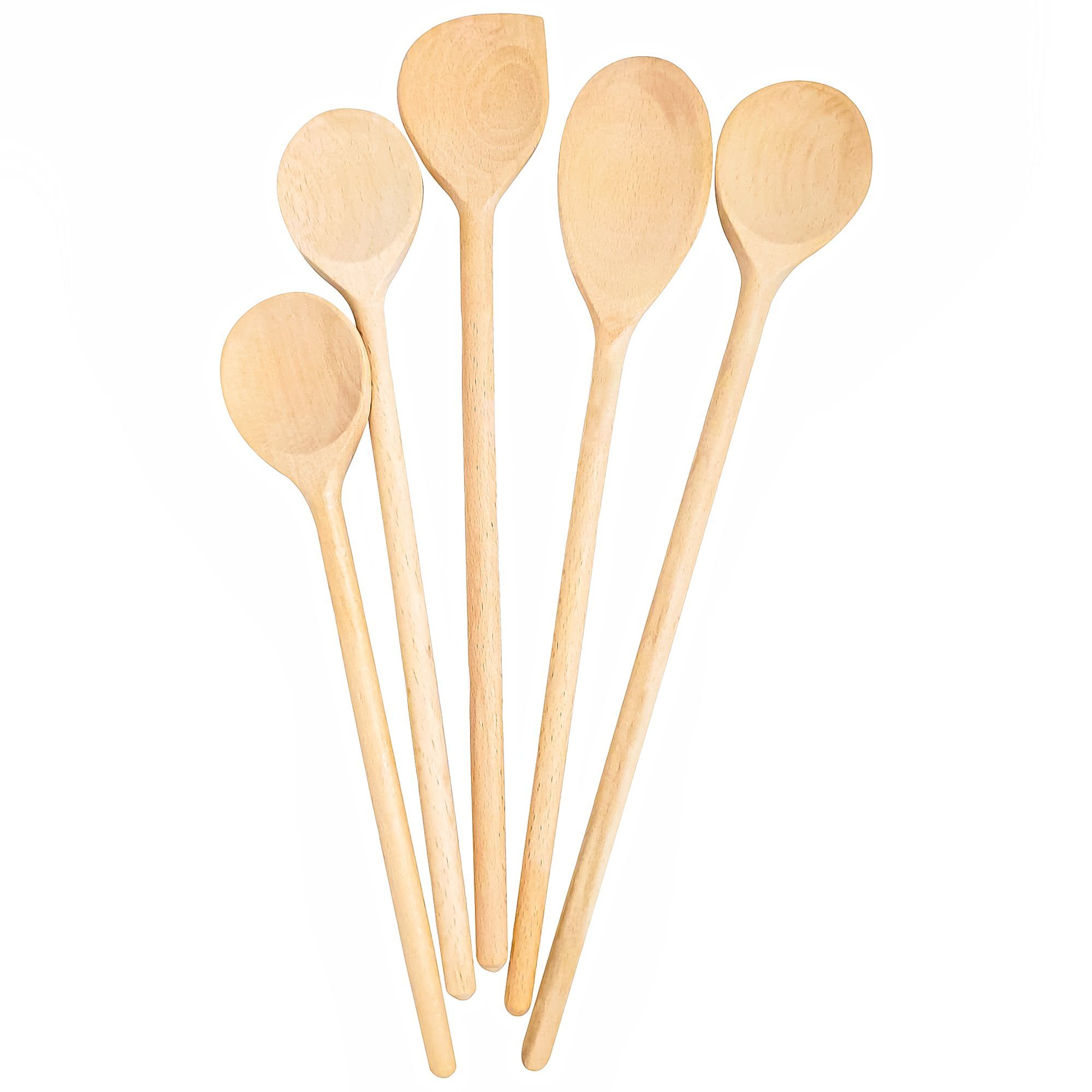 SOHFA Kochlöffel 5er Set Buchenholzlöffel 25-32cm Holzkochlöffel hergestellt in Europa, 100% FSC®