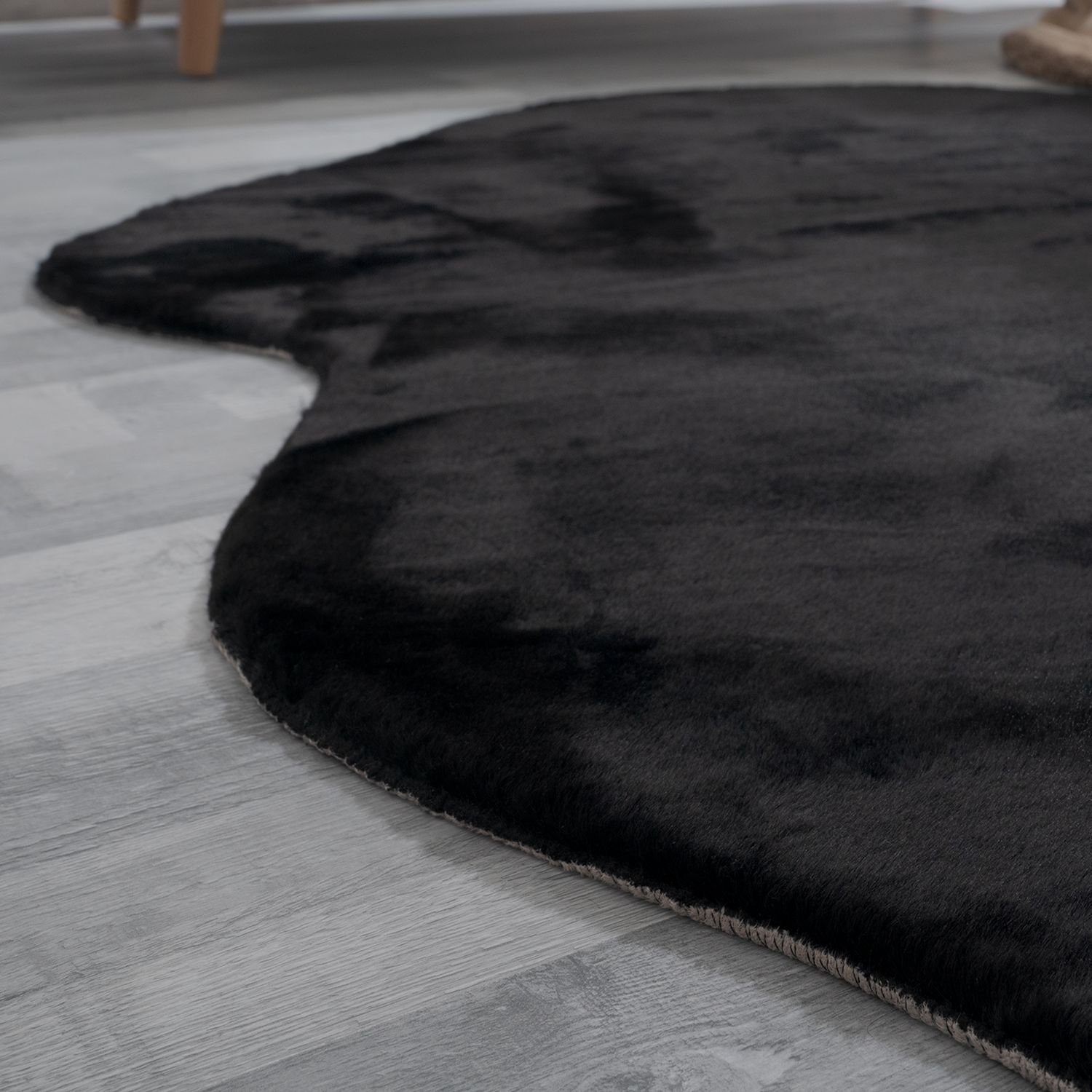Teppich Wohnzimmer Teppich Unifarben Flauschig Modern Kunstfell Kurzflor, TT Home, Fell-Form, Höhe: 16 mm