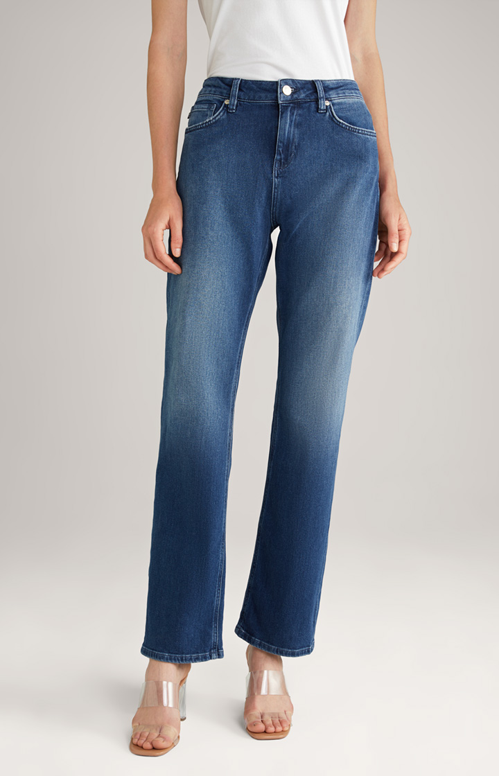 Wide Leg Jeans in Dark Denim Blue Washed