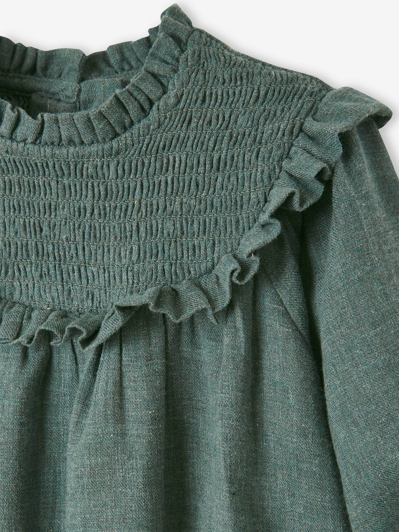 Blouse à smocks bébé et son bandeau assorti lilas