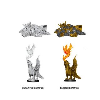 D&D Nolzur's Marvelous Miniatures - Gold Dragon Wyrmling & Small Treasure Pile