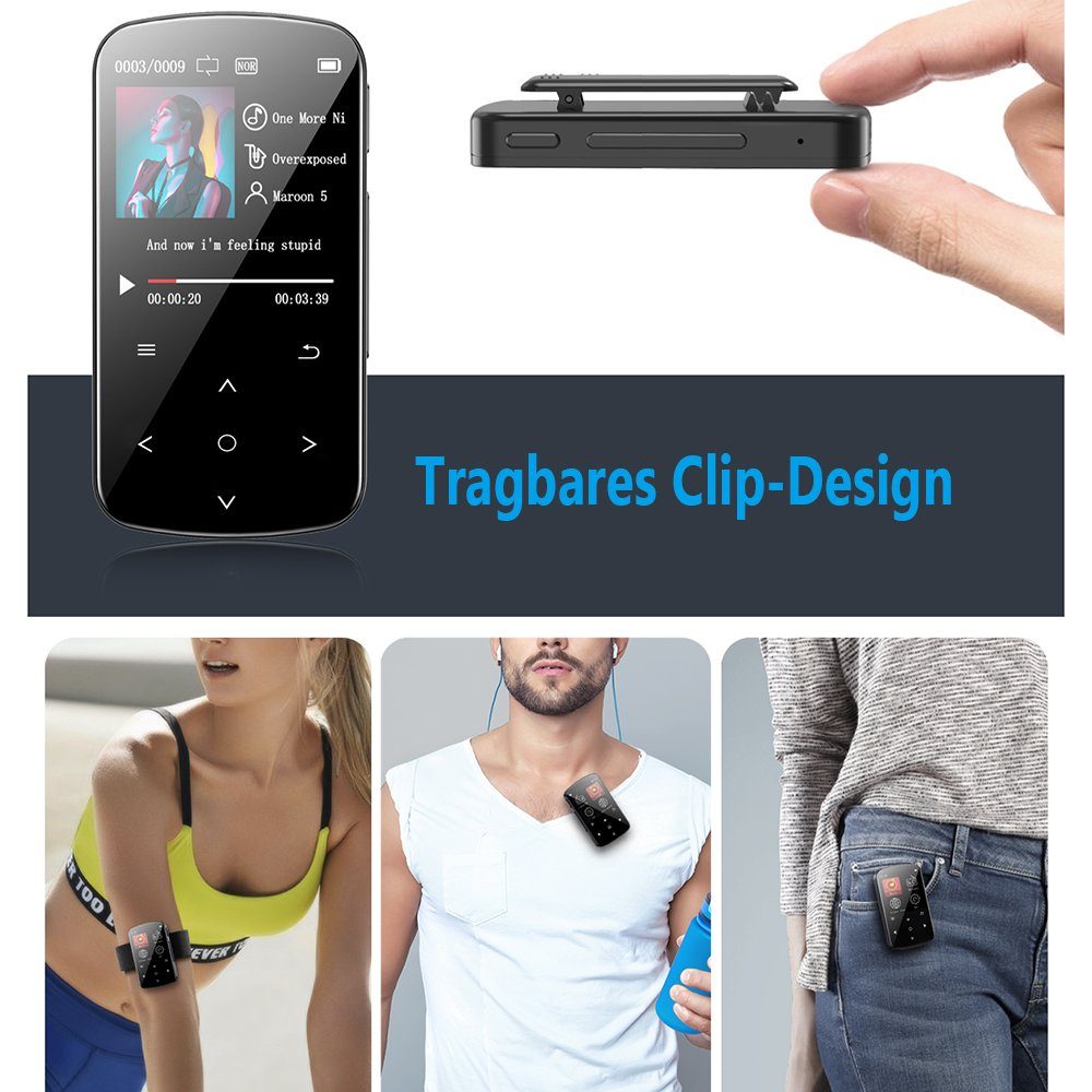 GelldG MP3 Player Bluetooth 4.2 Sport mit 1,54 Zoll Farbbildschirm MP3-Player